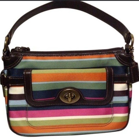 Coach Handbags - Coach legacy satchel satin striped rainbow handbag purse 41852 retired